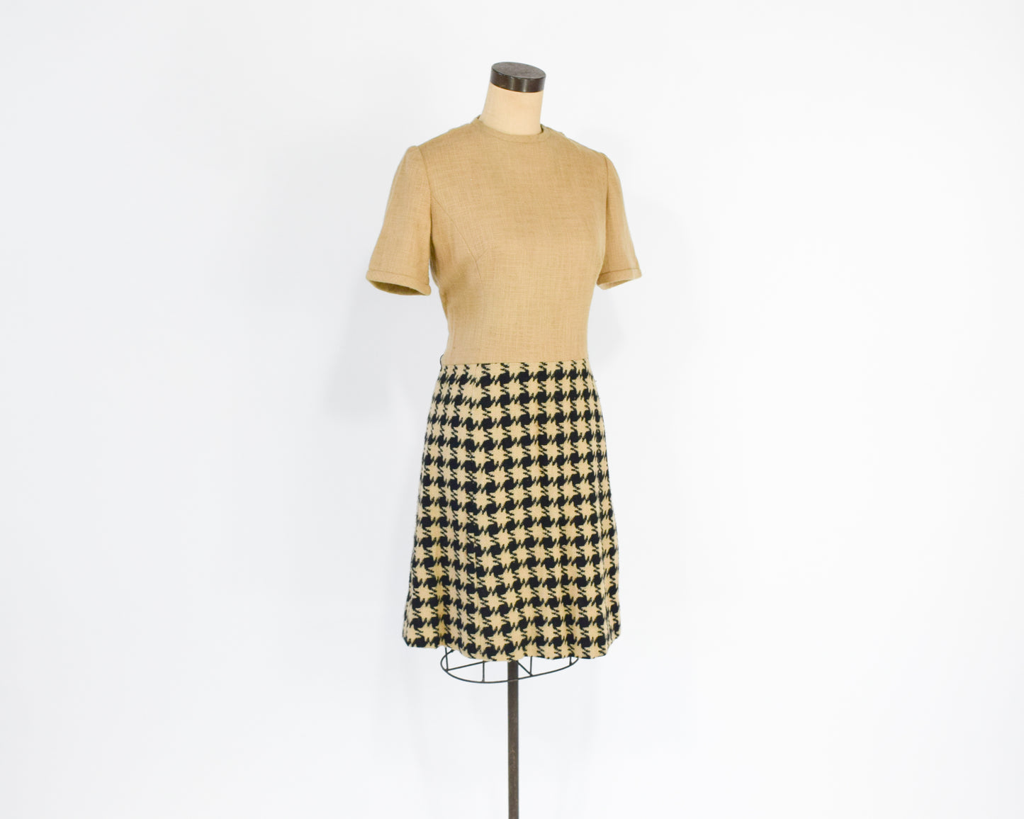 1960s Houndstooth Dress & Jacket Suit Set, Large