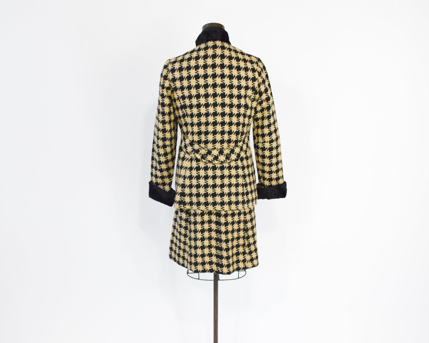 1960s Houndstooth Dress & Jacket Suit Set, Large