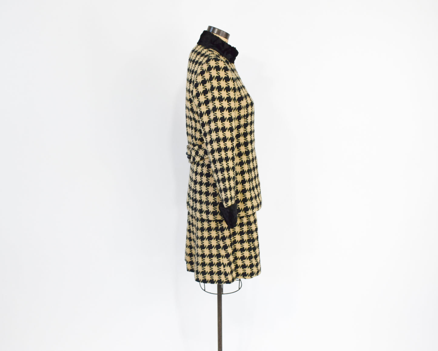 1960s Houndstooth Dress & Jacket Suit Set, Large