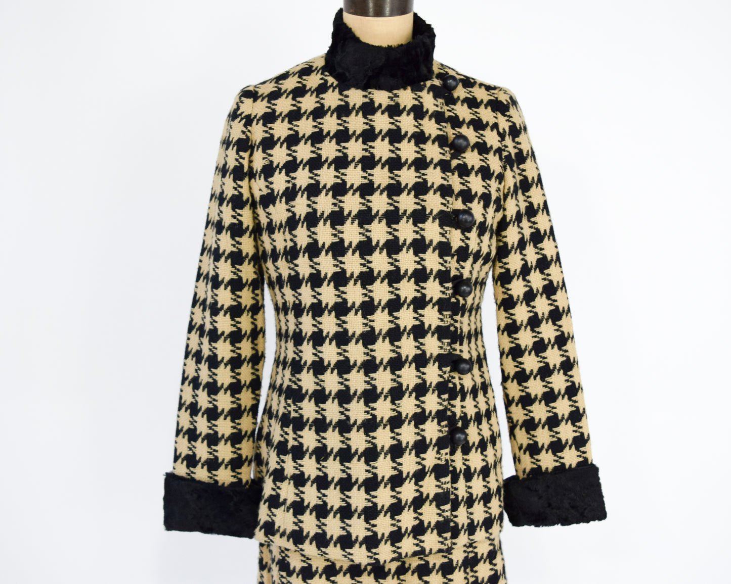 1960s Houndstooth Dress & Jacket Suit Set, Large
