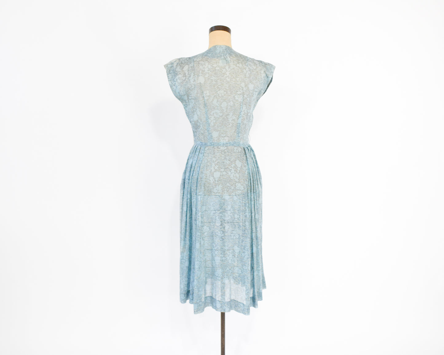1940s Blue Print Day Dress Small