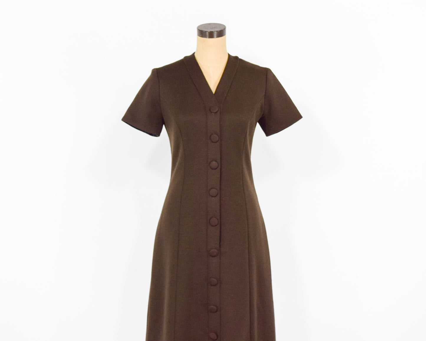 1960s Brown Wool Fur Trim Dress