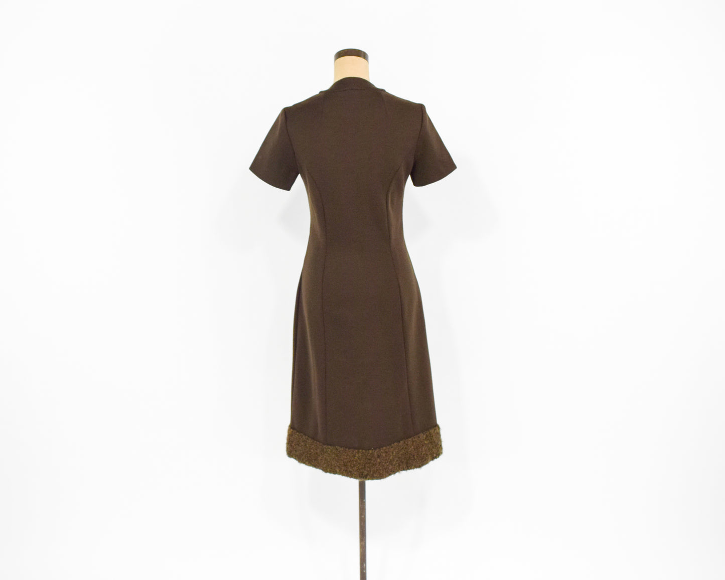 1960s Brown Wool Fur Trim Dress