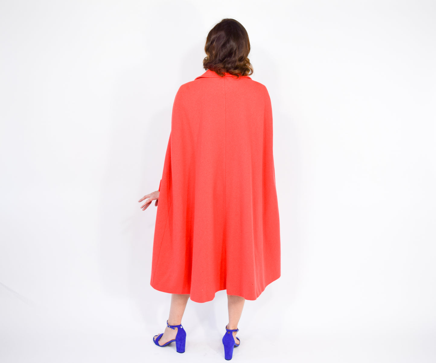 1960s Orange Wool Long Cape