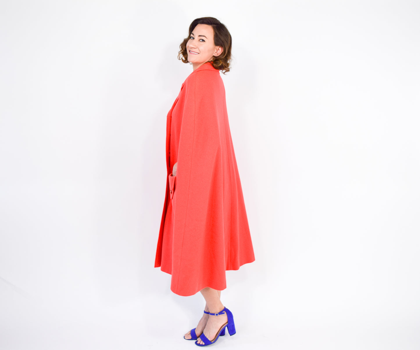 1960s Orange Wool Long Cape