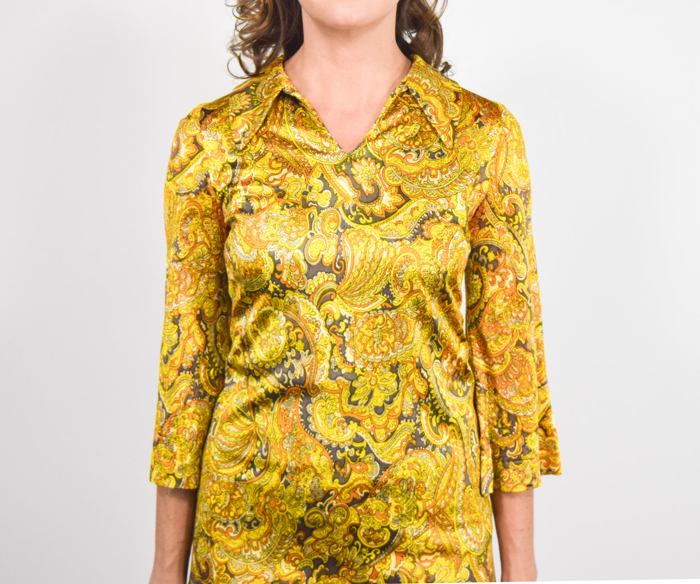 1970s Yellow Tunic Top & Pants Set, Extra Small