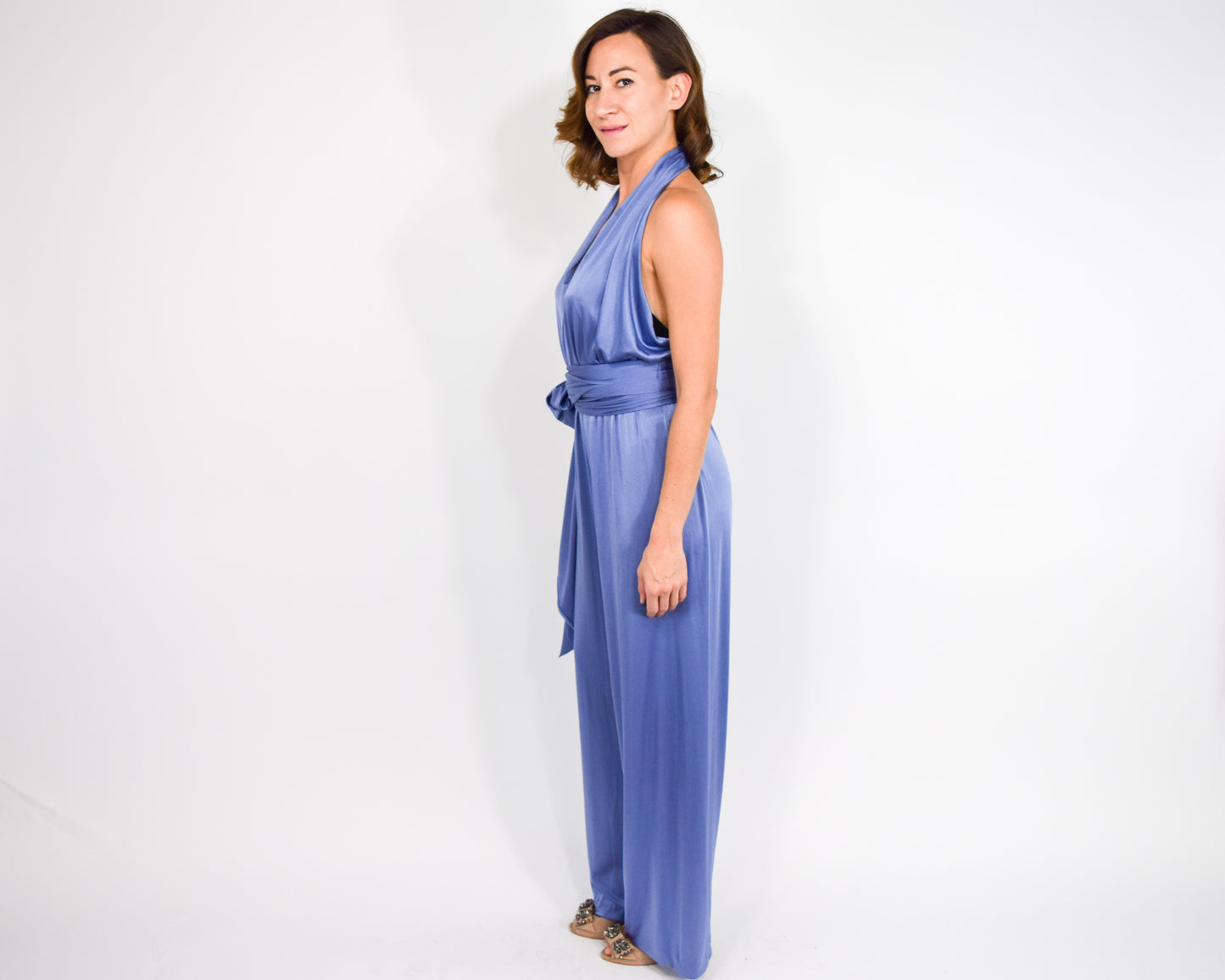2000s Blue Halston Jumpsuit, Medium