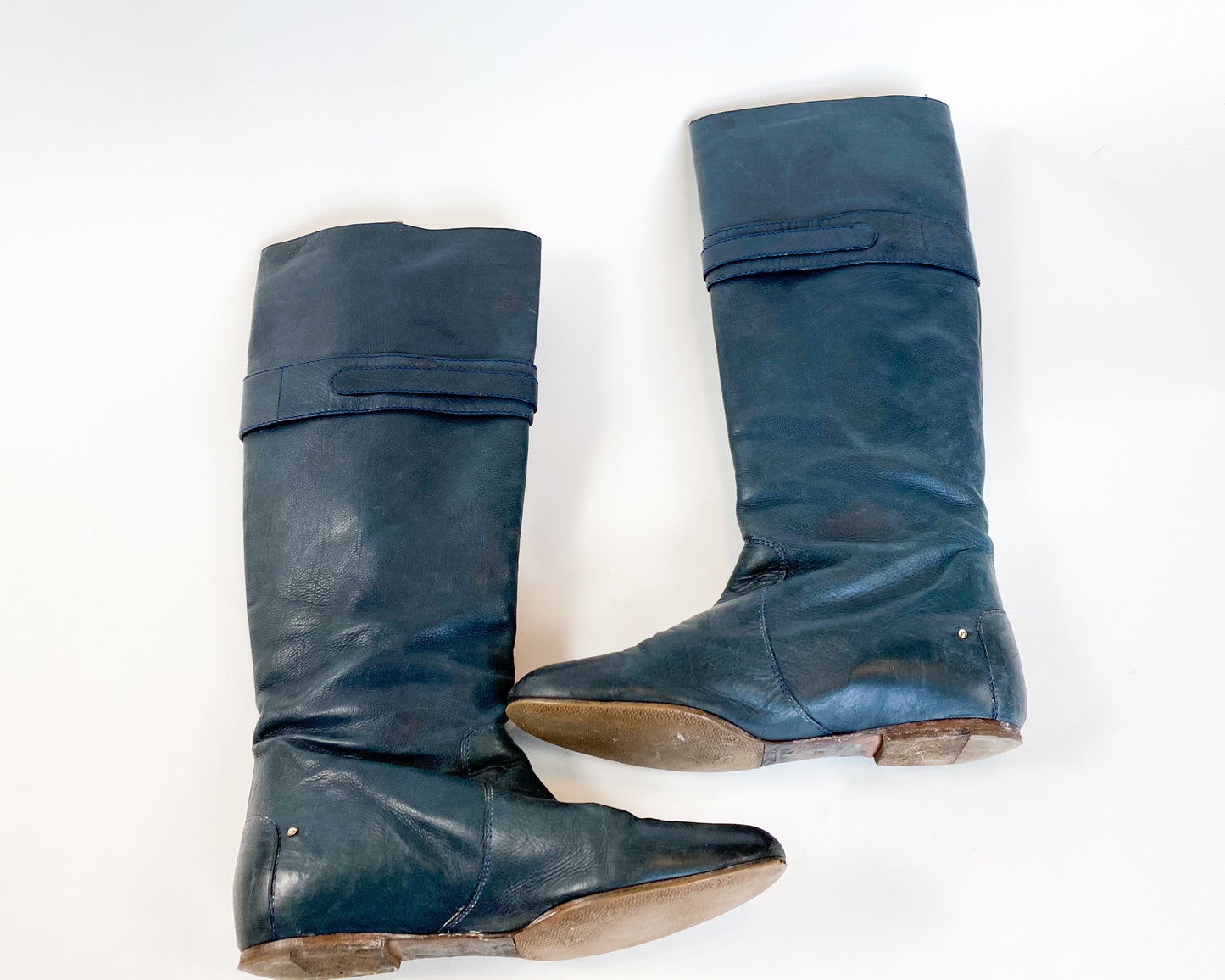 1990s Chloe Navy Blue Leather Boots, 39
