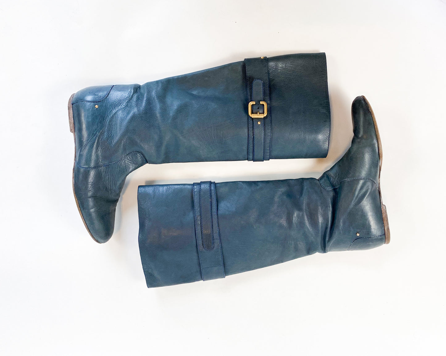 1990s Chloe Navy Blue Leather Boots, 39