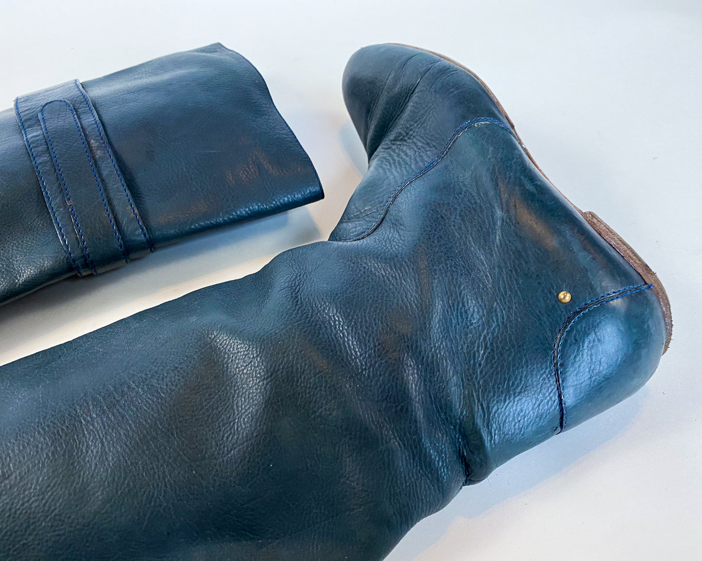 1990s Chloe Navy Blue Leather Boots, 39