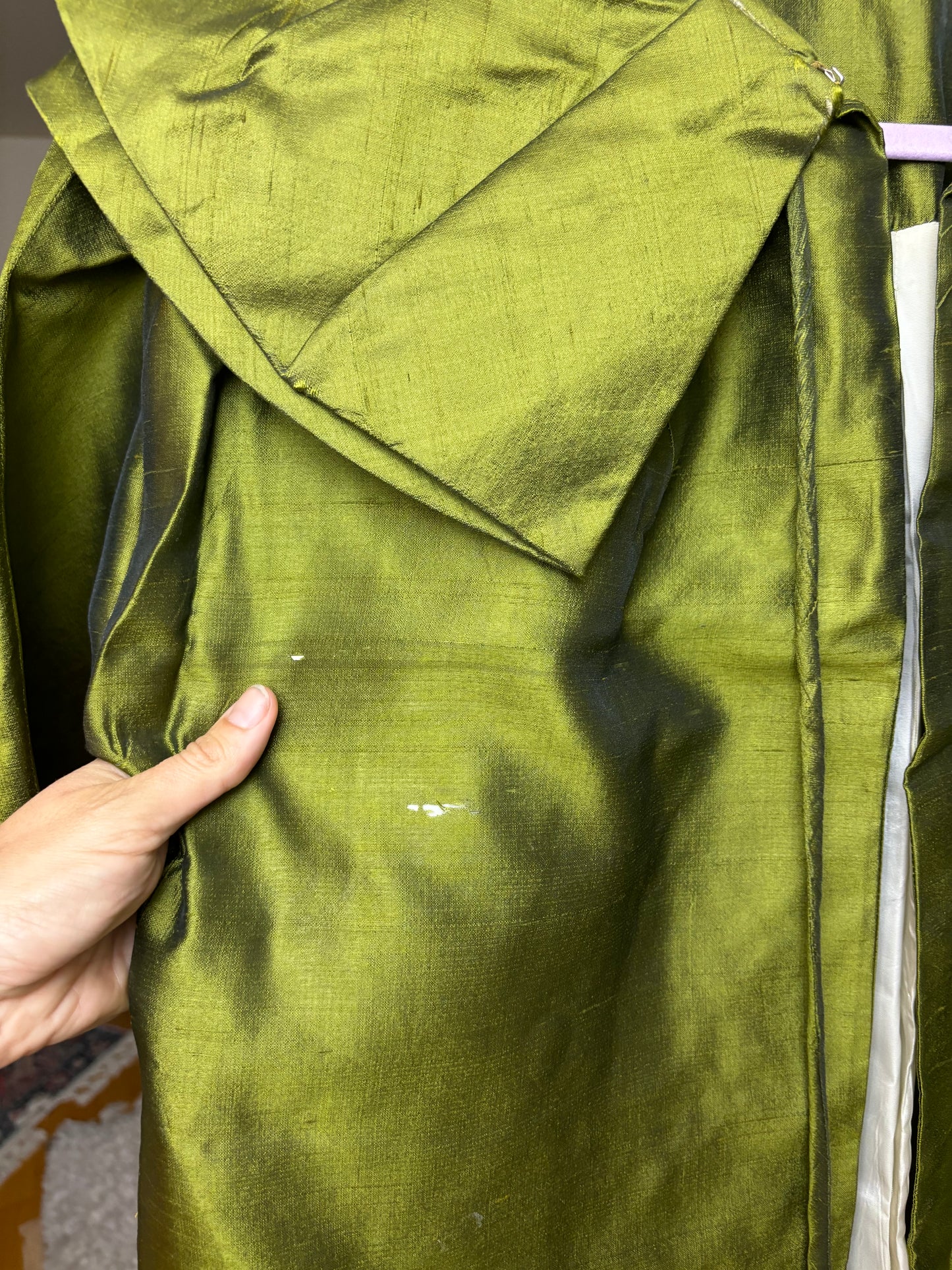 1950s Olive Green Silk Opera Coat