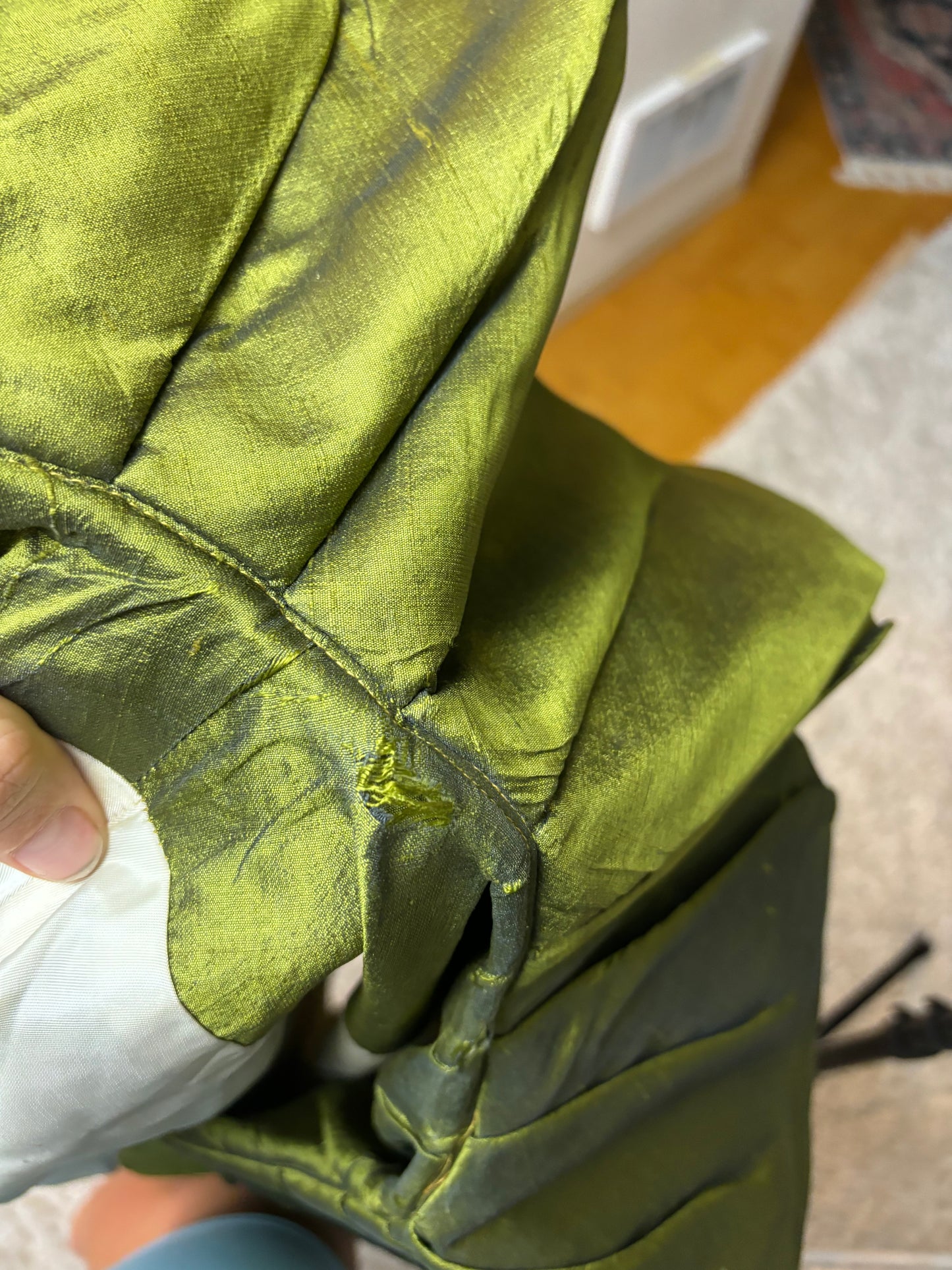 1950s Olive Green Silk Opera Coat